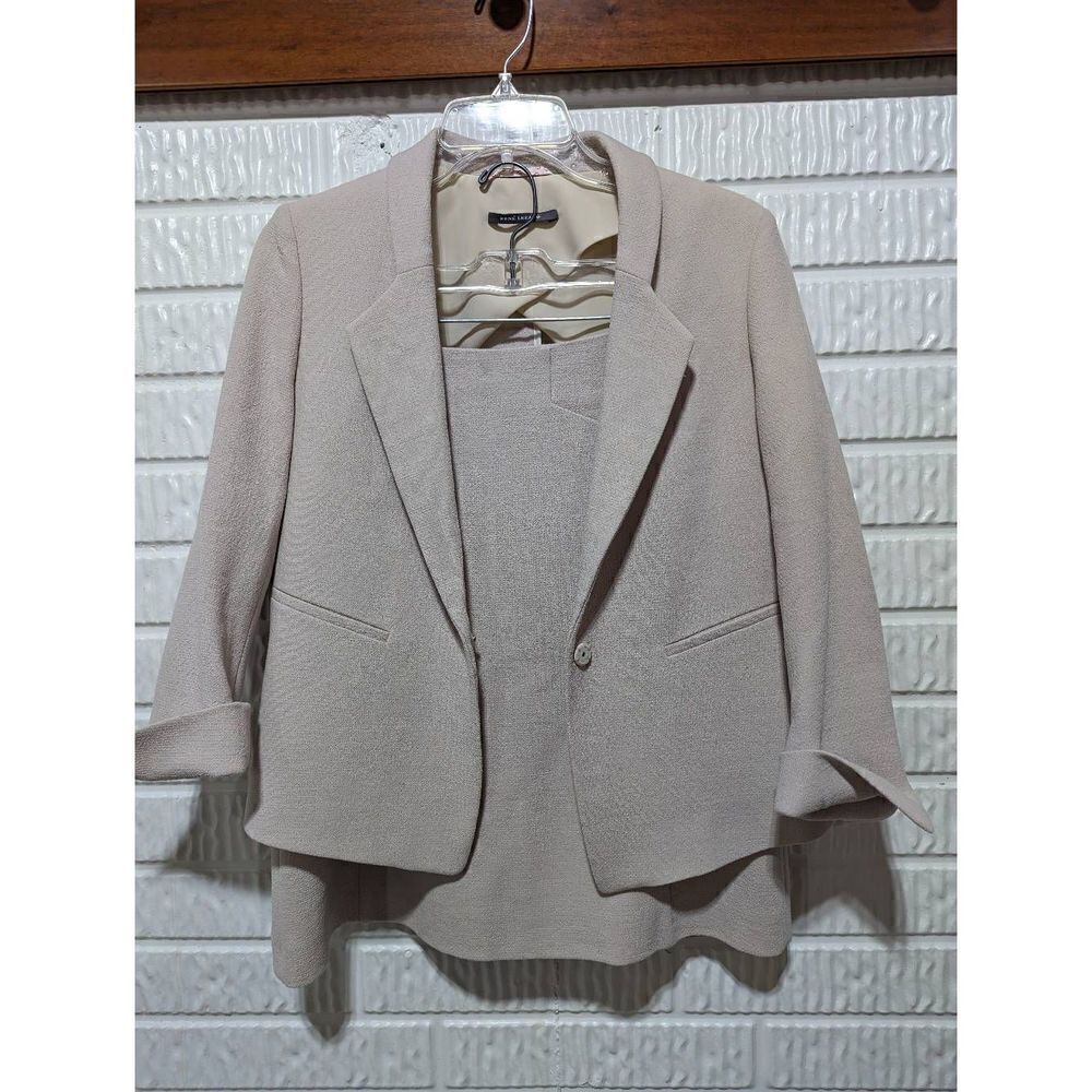 Rene Lezard Women's Beige Wool Skirt Suit Set Size 36 US/4